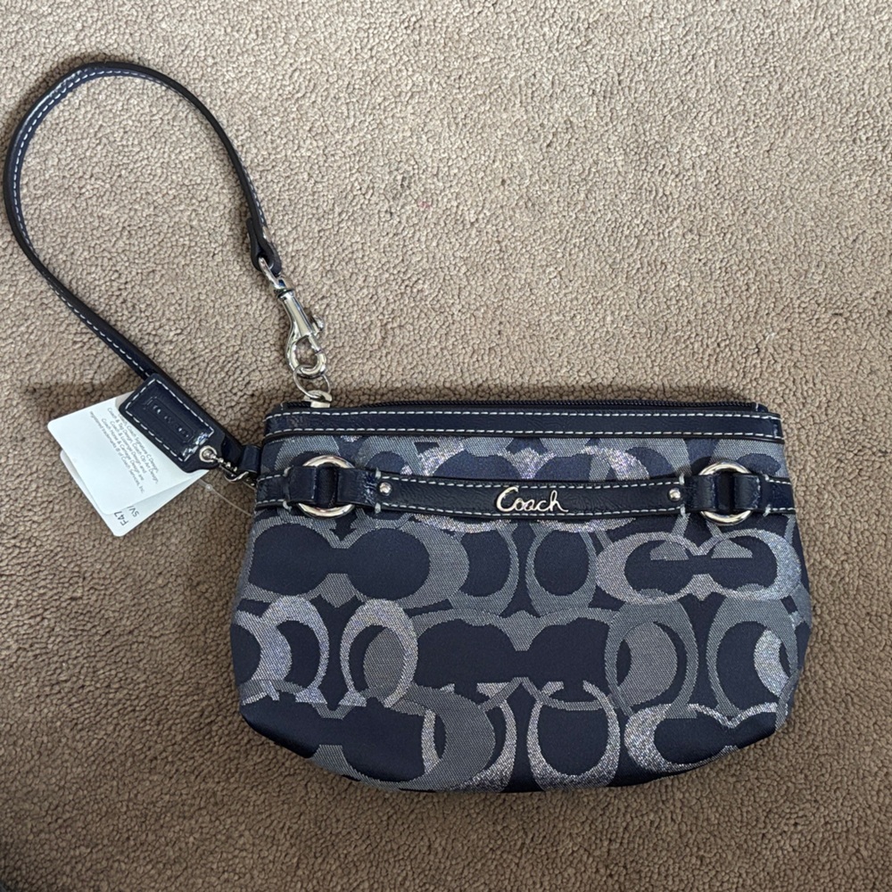 Coach Midnight Blue and Silver Wristlet